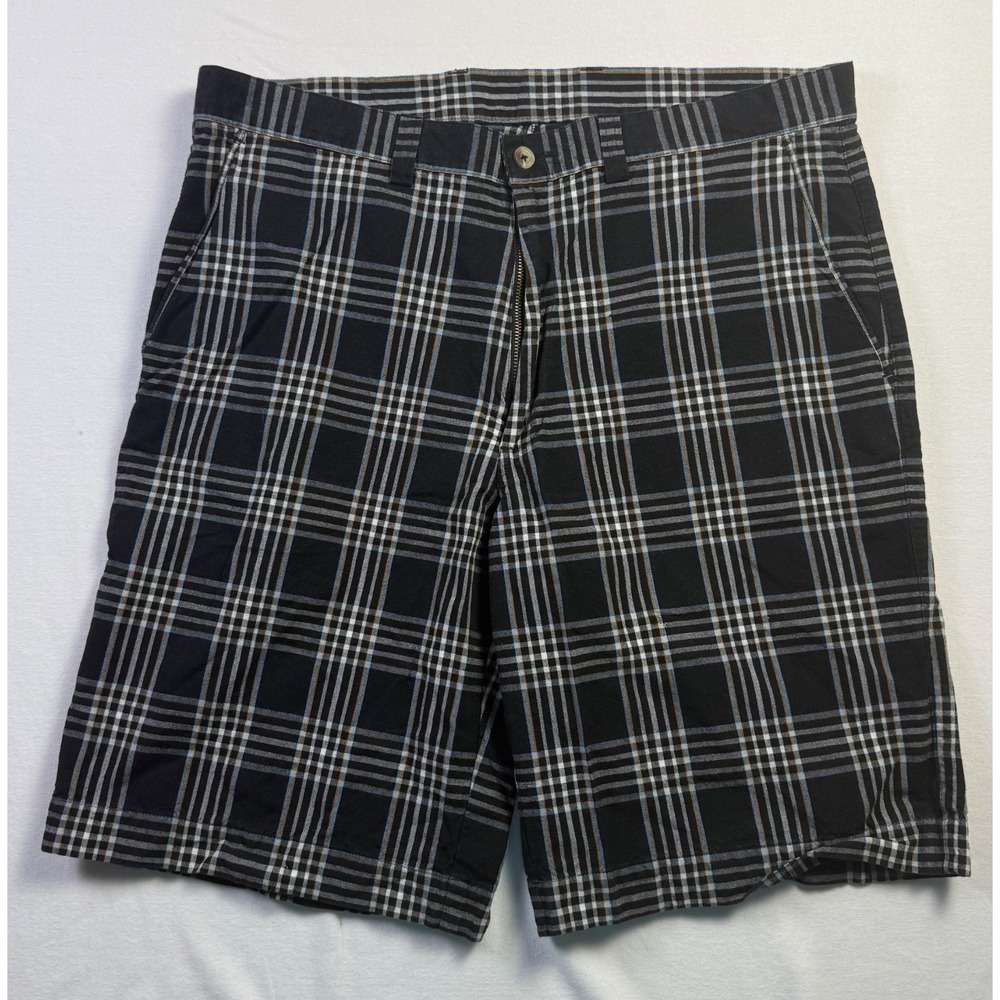 Callaway Golf X Series Mens Plaid Shorts Black Blue White Size 34 Cotton-2645